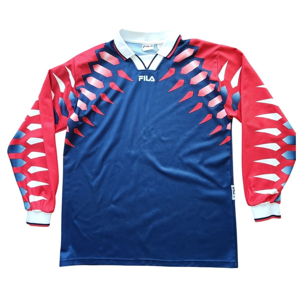 Vintage 90s Fila Goalie  Soccer Jersey  Claw Pattern Flocked Logo Made in ltaly